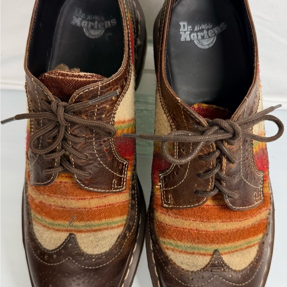 Rare Dr. Martens x Pendleton Sz 13 Leather Wingtip Oxfords Santa Fe Stripe Wool - Picture 4 of 12